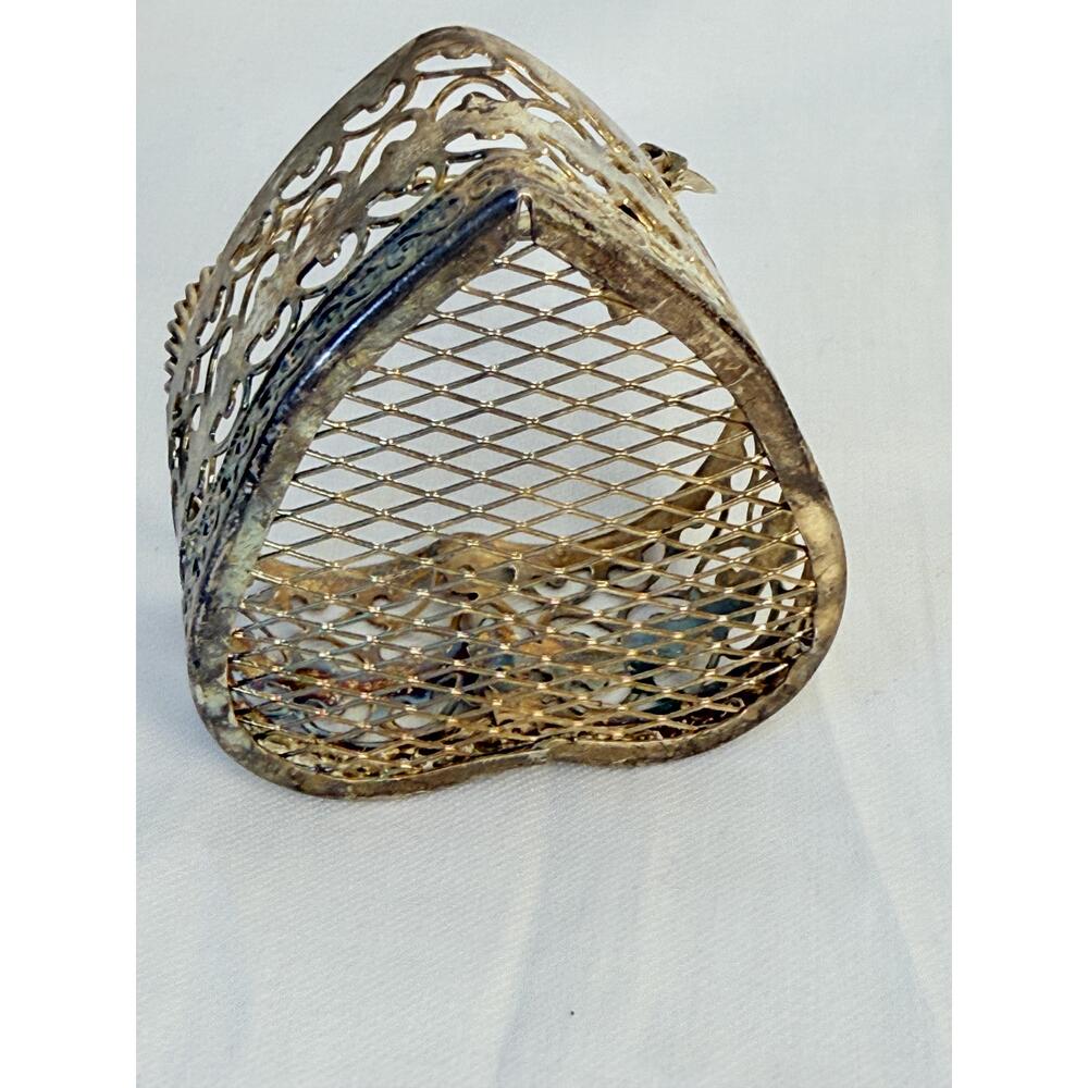 Set of 4  Silver Plated Metal Rose Handle Decorative Trinket Baskets - Picture 11 of 14